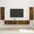TV-Wandregal-Set 4 pcs Geräucherte Eiche Holzwerkstoff
