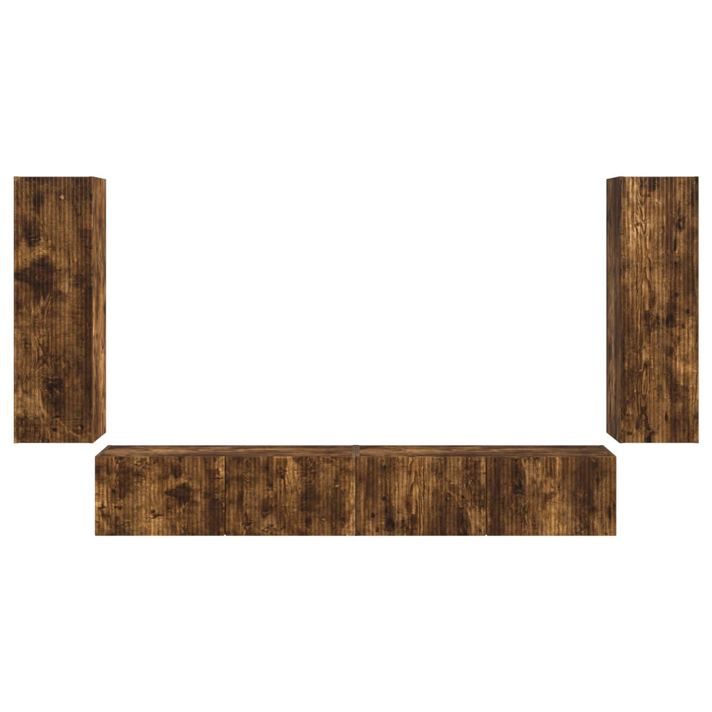 TV-Wandregal-Set 4 pcs Geräucherte Eiche Holzwerkstoff