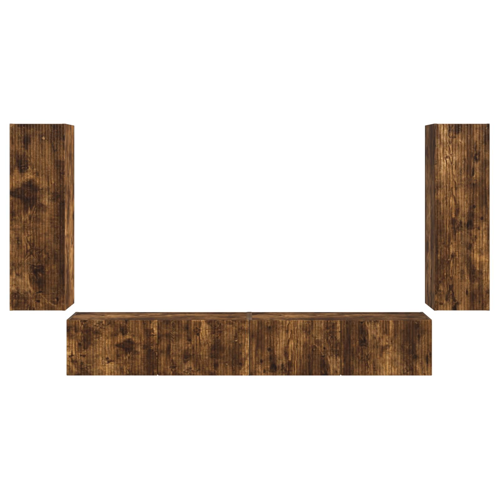TV-Wandregal-Set 4 pcs Geräucherte Eiche Holzwerkstoff