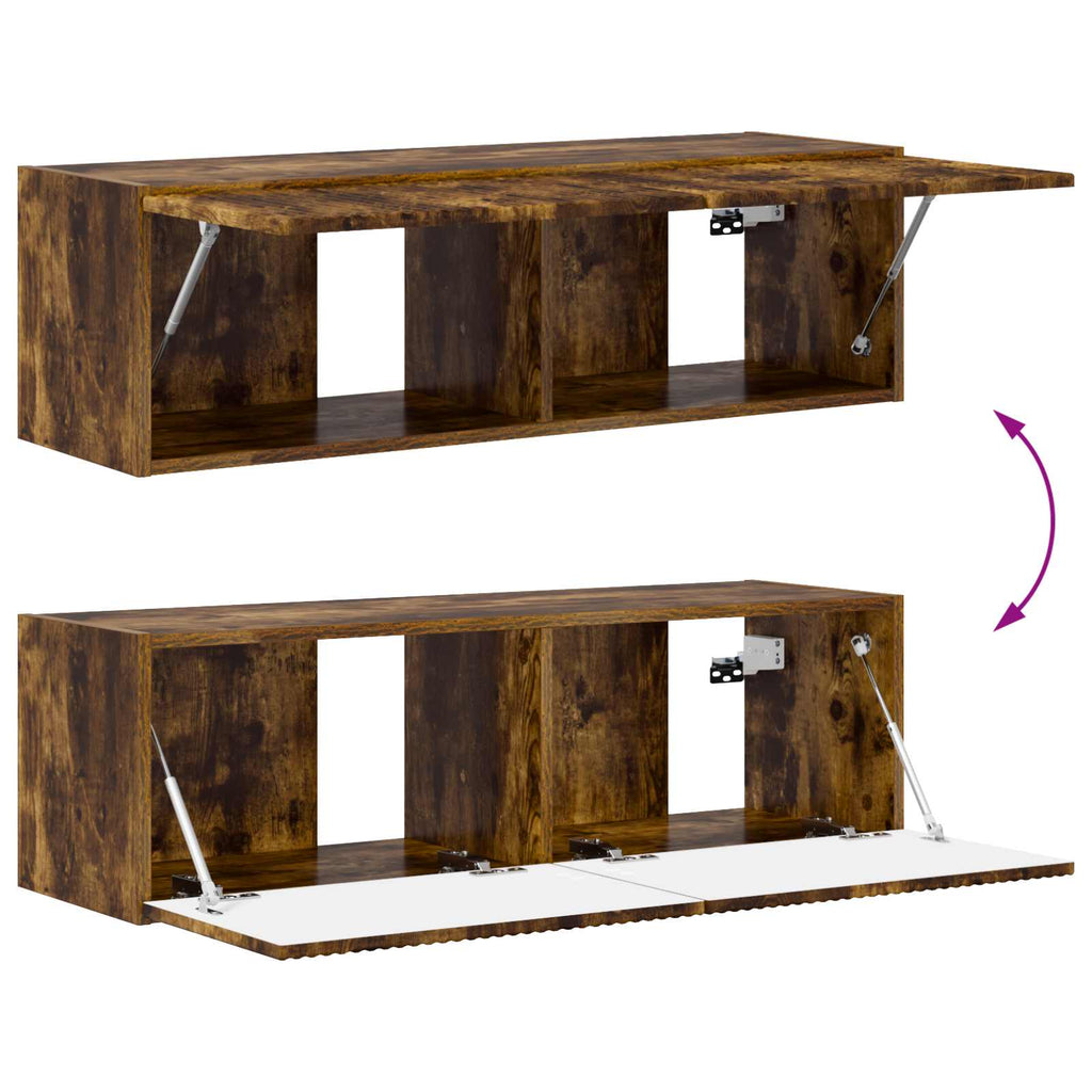 TV-Wandregal-Set 4 pcs Geräucherte Eiche Holzwerkstoff