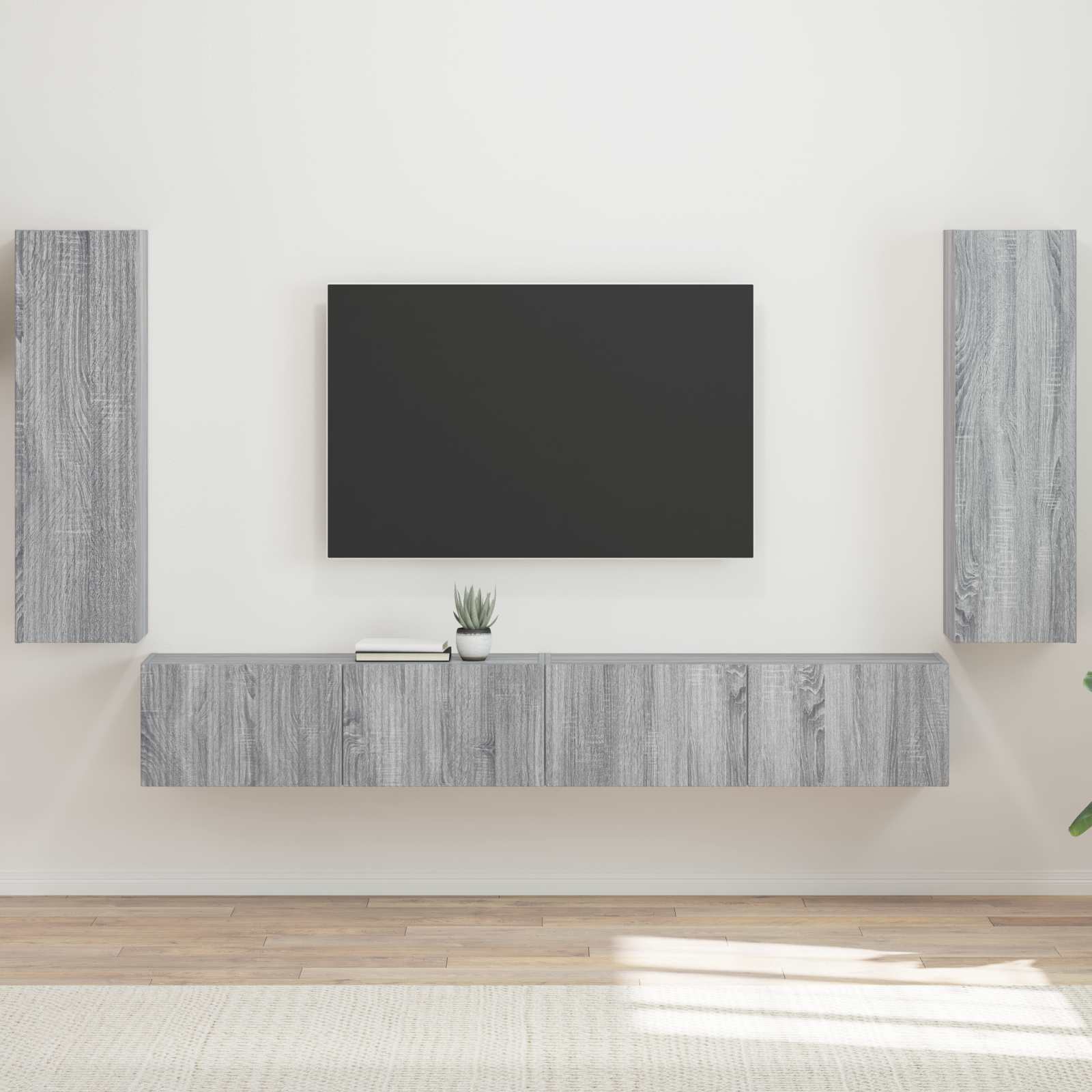 TV-Wandregal-Set Wandmontiert 4 pcs Graues Sonoma Holzwerkstoff