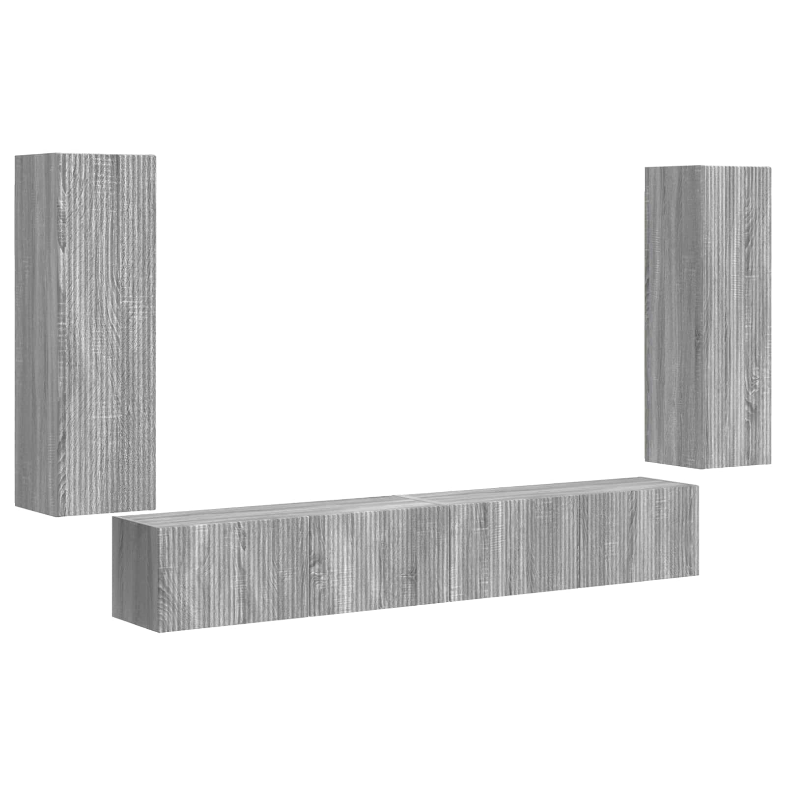 TV-Wandregal-Set Wandmontiert 4 pcs Graues Sonoma Holzwerkstoff