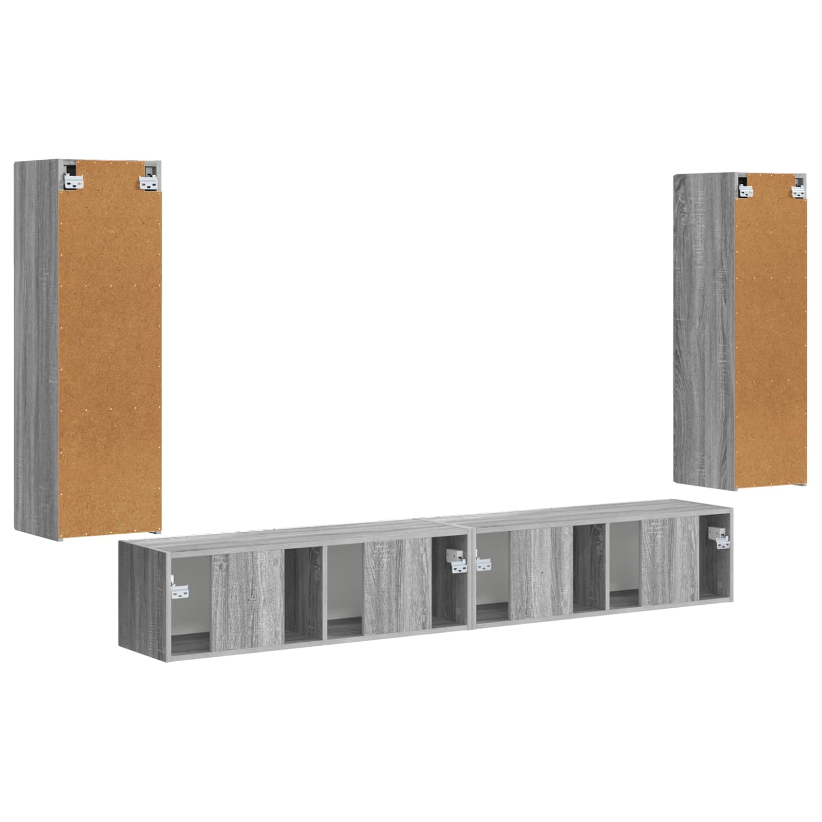 TV-Wandregal-Set Wandmontiert 4 pcs Graues Sonoma Holzwerkstoff