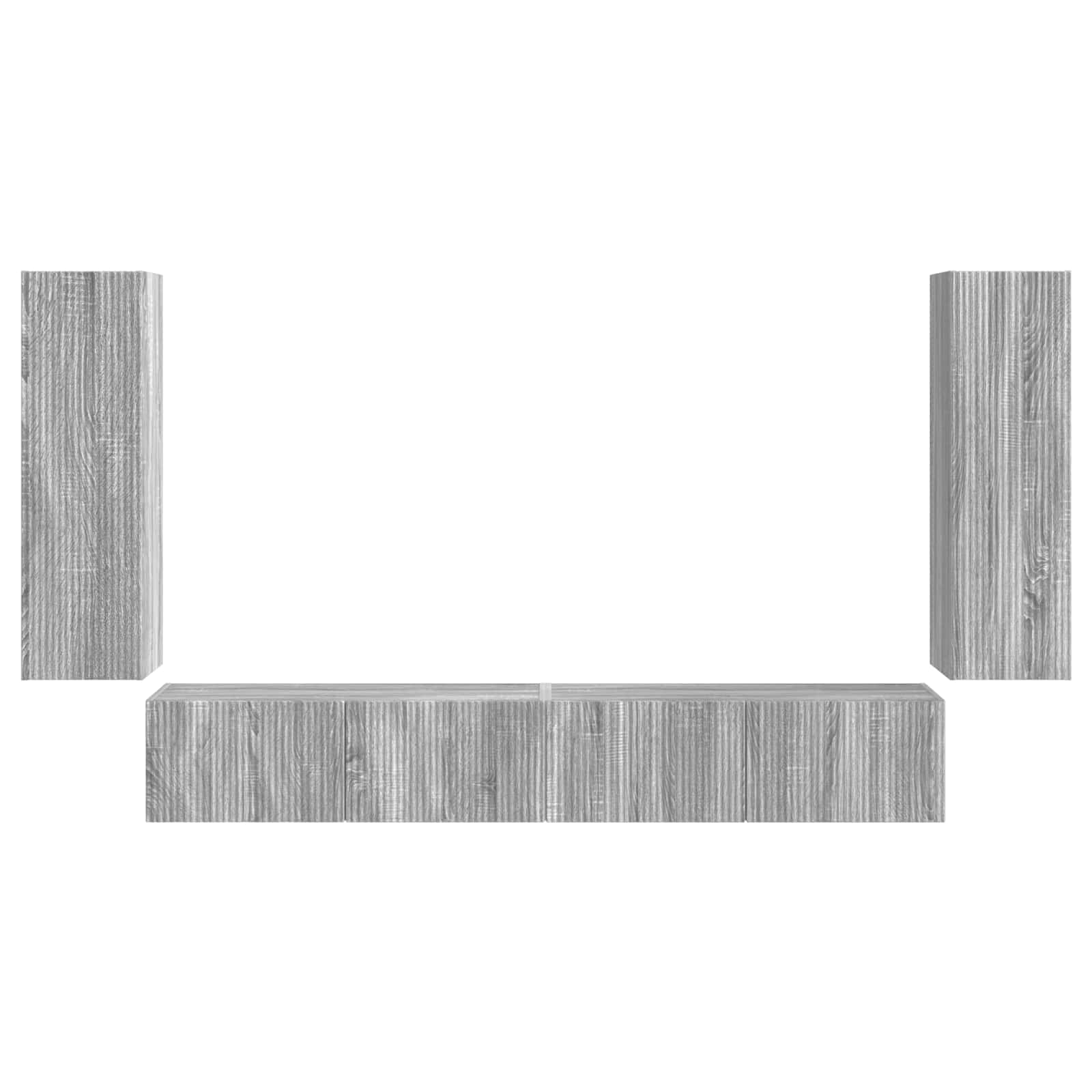 TV-Wandregal-Set Wandmontiert 4 pcs Graues Sonoma Holzwerkstoff