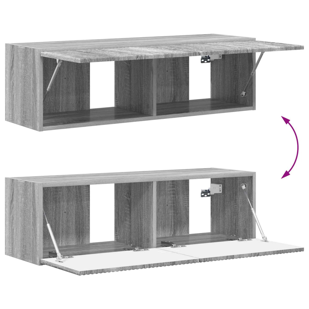 TV-Wandregal-Set Wandmontiert 4 pcs Graues Sonoma Holzwerkstoff