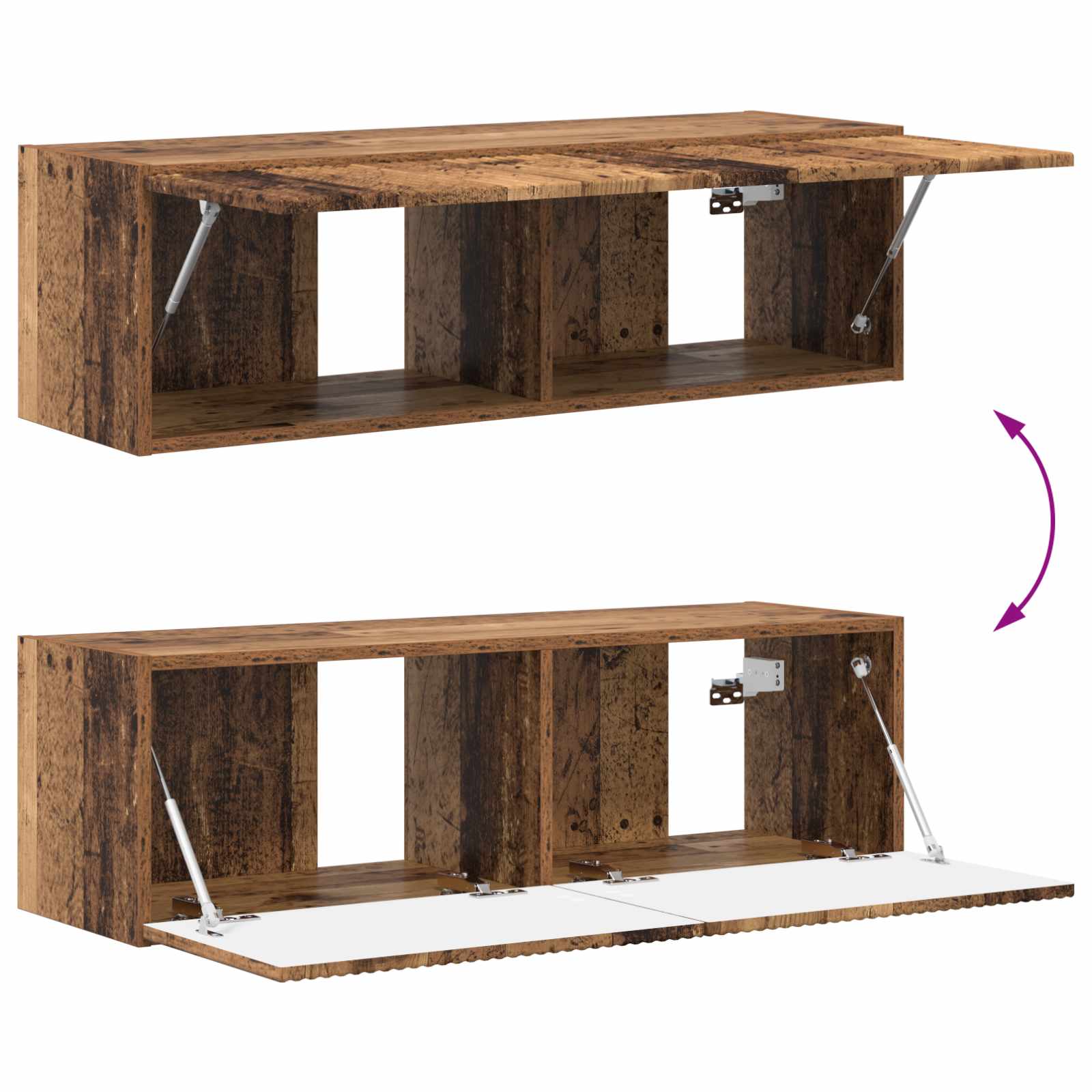 TV-Wandregal-Set 4 pcs 29,5 x 31 x 100 cm Altholz Holzwerkstoff