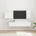 TV-Wandregal-Set Wandmontiert 4 pcs Weiß Holzwerkstoff