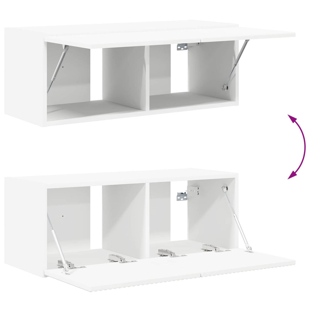 TV-Wandregal-Set Wandmontiert 4 pcs Weiß Holzwerkstoff