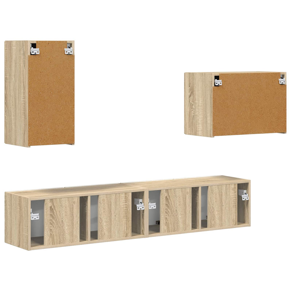 TV-Wandregal-Set Wandmontiert 4 pcs Sonoma-Eiche Holzwerkstoff