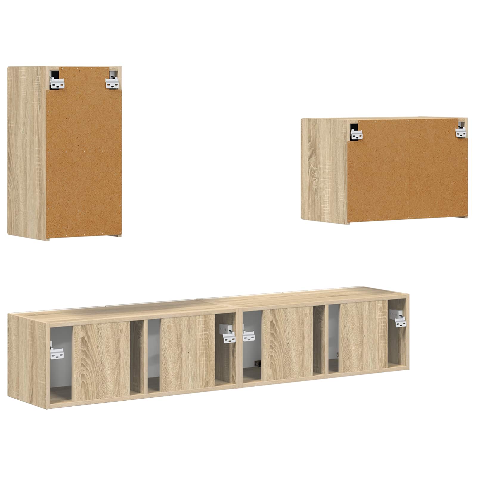 TV-Wandregal-Set Wandmontiert 4 pcs Sonoma-Eiche Holzwerkstoff