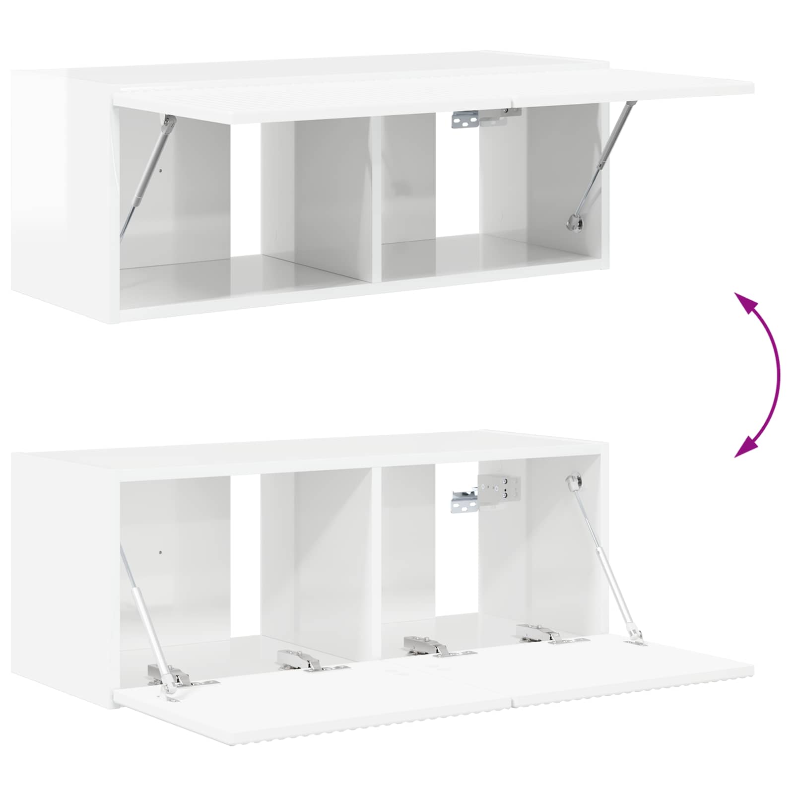 TV-Wandregal-Set 4 pcs Hochglanz Weiß Holzwerkstoff