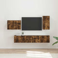 TV-Wandregal-Set 4 pcs Geräucherte Eiche Holzwerkstoff