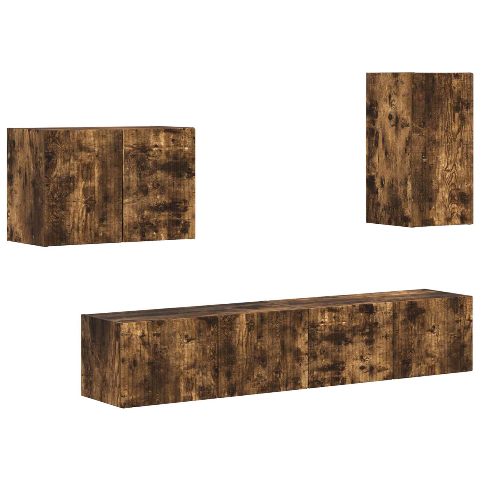 TV-Wandregal-Set 4 pcs Geräucherte Eiche Holzwerkstoff