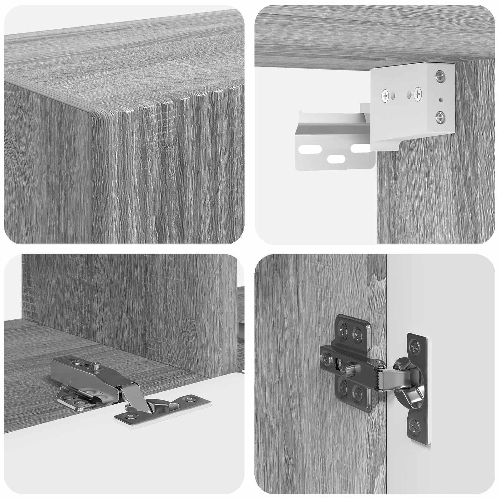 TV-Wandregal-Set Wandmontiert 4 pcs Graues Sonoma Holzwerkstoff