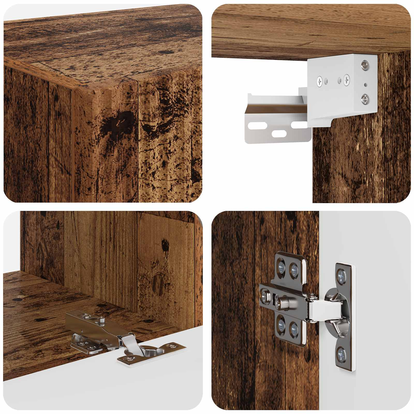 TV-Wandregal-Set Wandmontiert 4 pcs Altholz Holzwerkstoff
