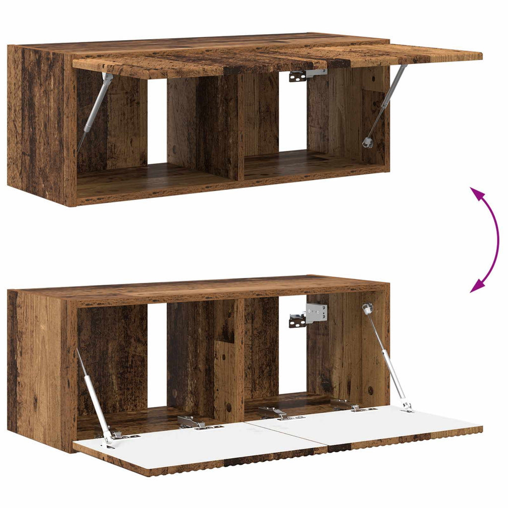 TV-Wandregal-Set Wandmontiert 4 pcs Altholz Holzwerkstoff