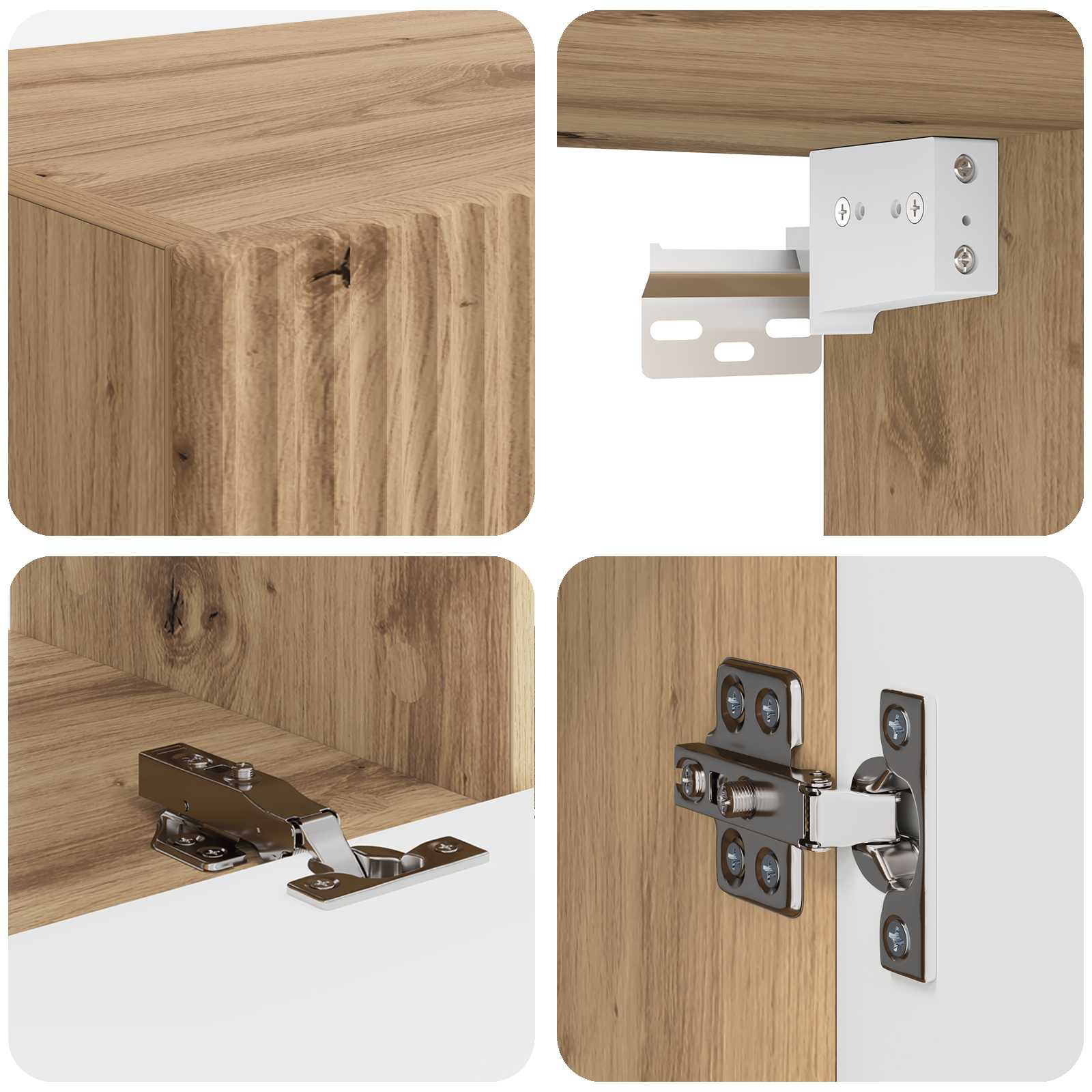 TV-Wandregal-Set Wandmontiert 4 pcs Artisan-Eiche Holzwerkstoff