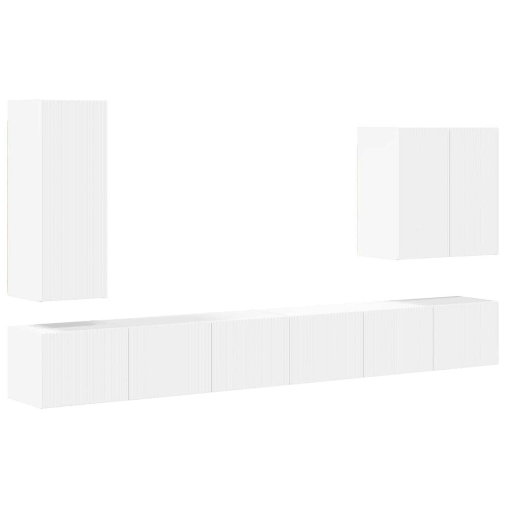 TV-Wandregal-Set Wandmontiert 6 pcs Weiß