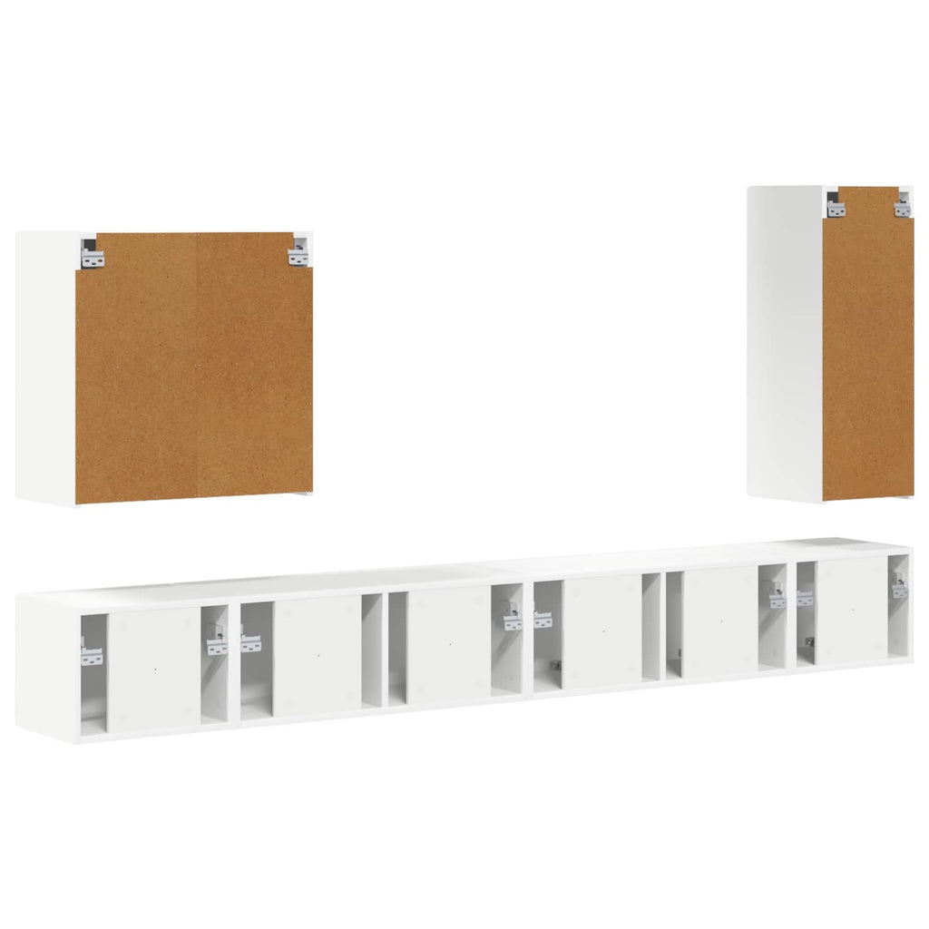 TV-Wandregal-Set Wandmontiert 6 pcs Weiß