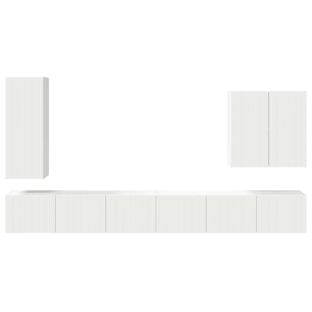 TV-Wandregal-Set Wandmontiert 6 pcs Weiß