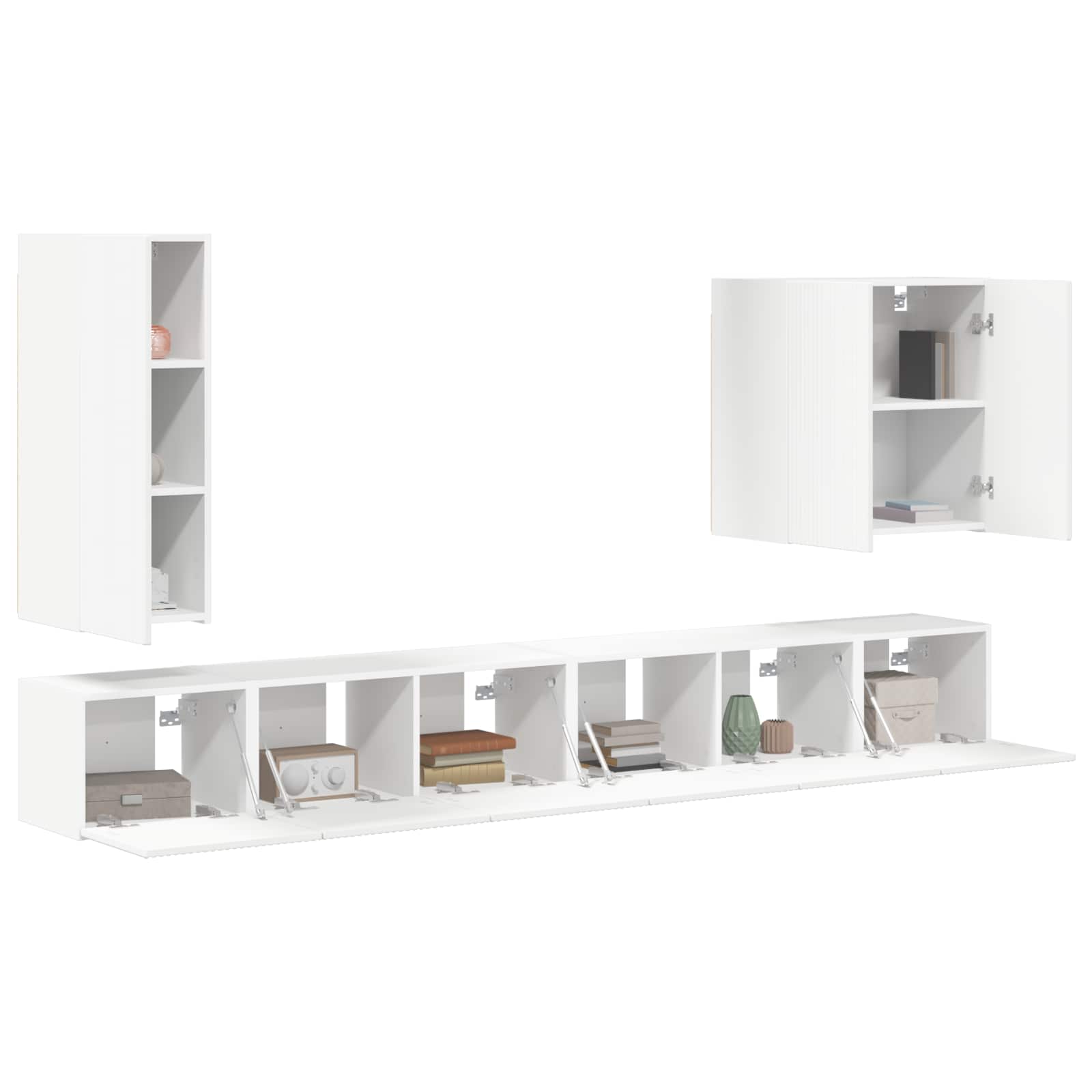 TV-Wandregal-Set Wandmontiert 6 pcs Weiß