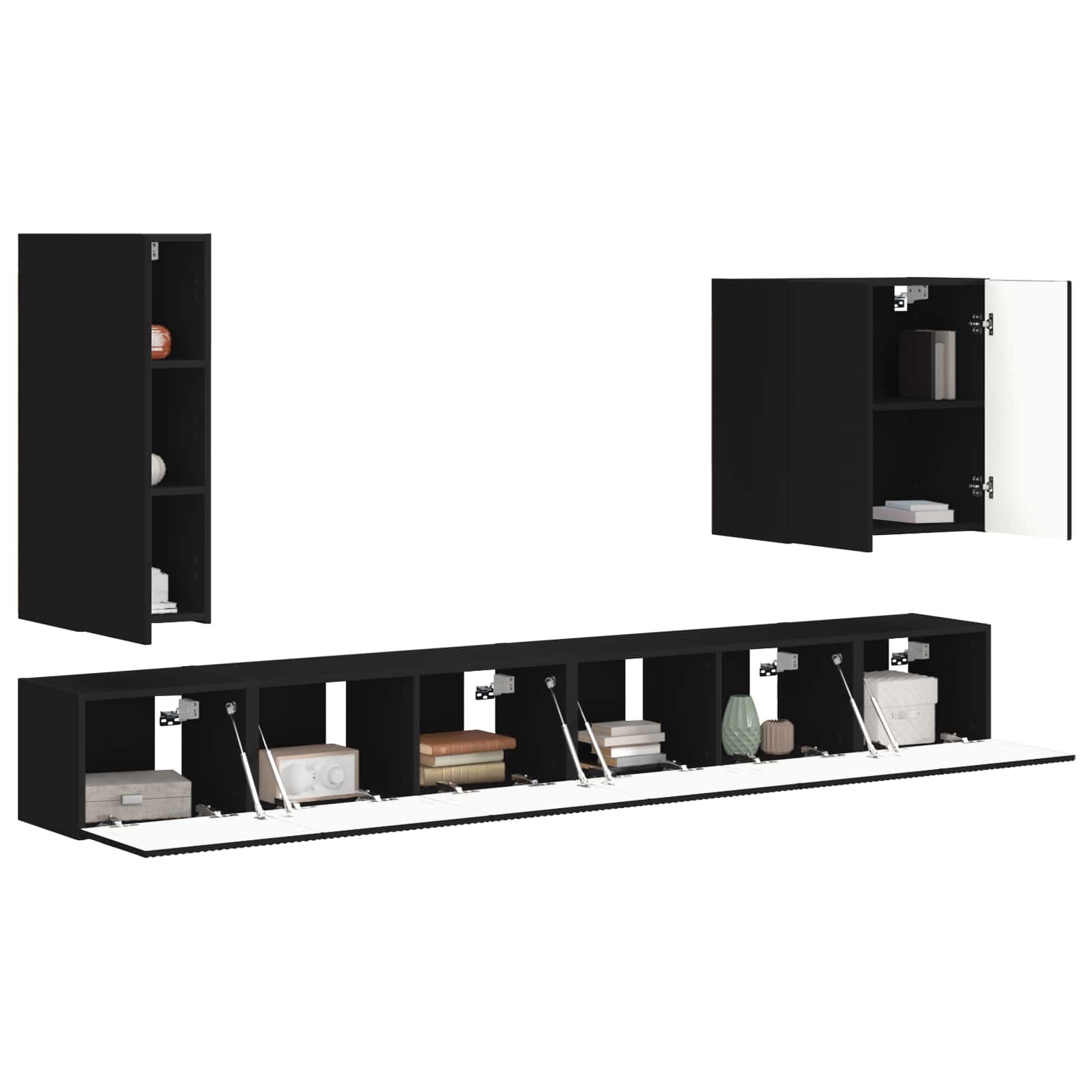 TV-Wandregal-Set Wandmontiert 6 pcs Schwarz