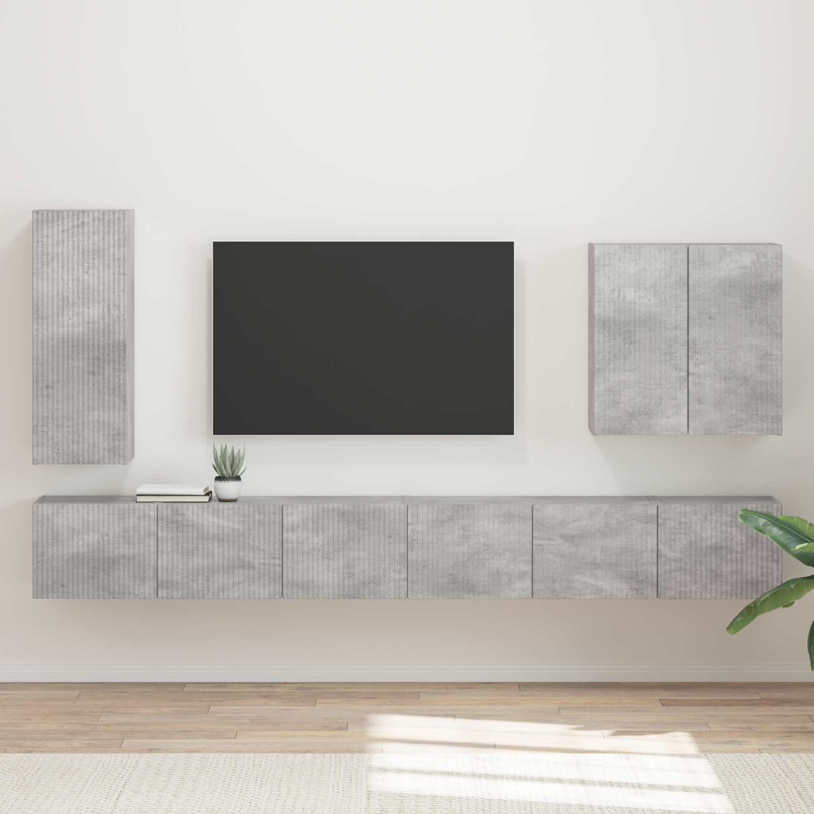 TV-Wandregal-Set Wandmontiert 6 pcs Beton Grau