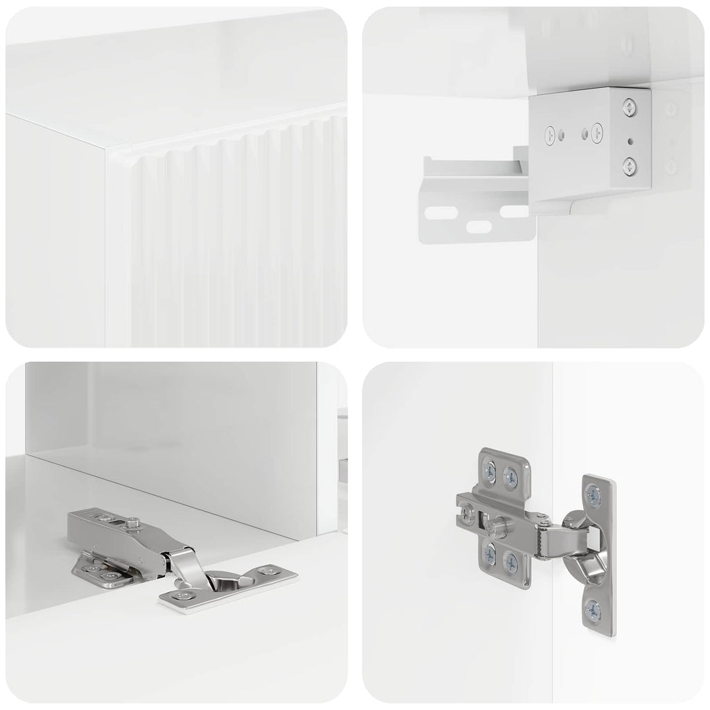 TV-Wandregal-Set Wandmontiert 6 pcs Hochglanz Weiß