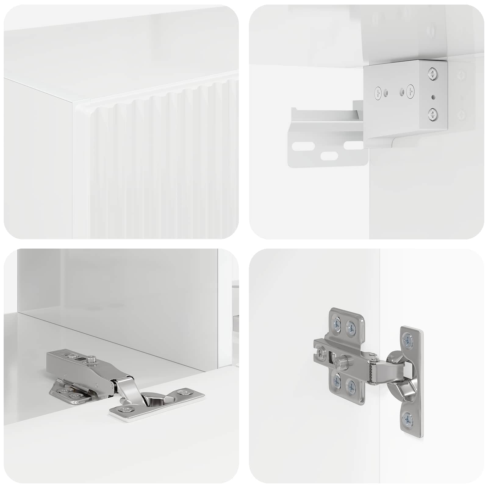 TV-Wandregal-Set Wandmontiert 6 pcs Hochglanz Weiß