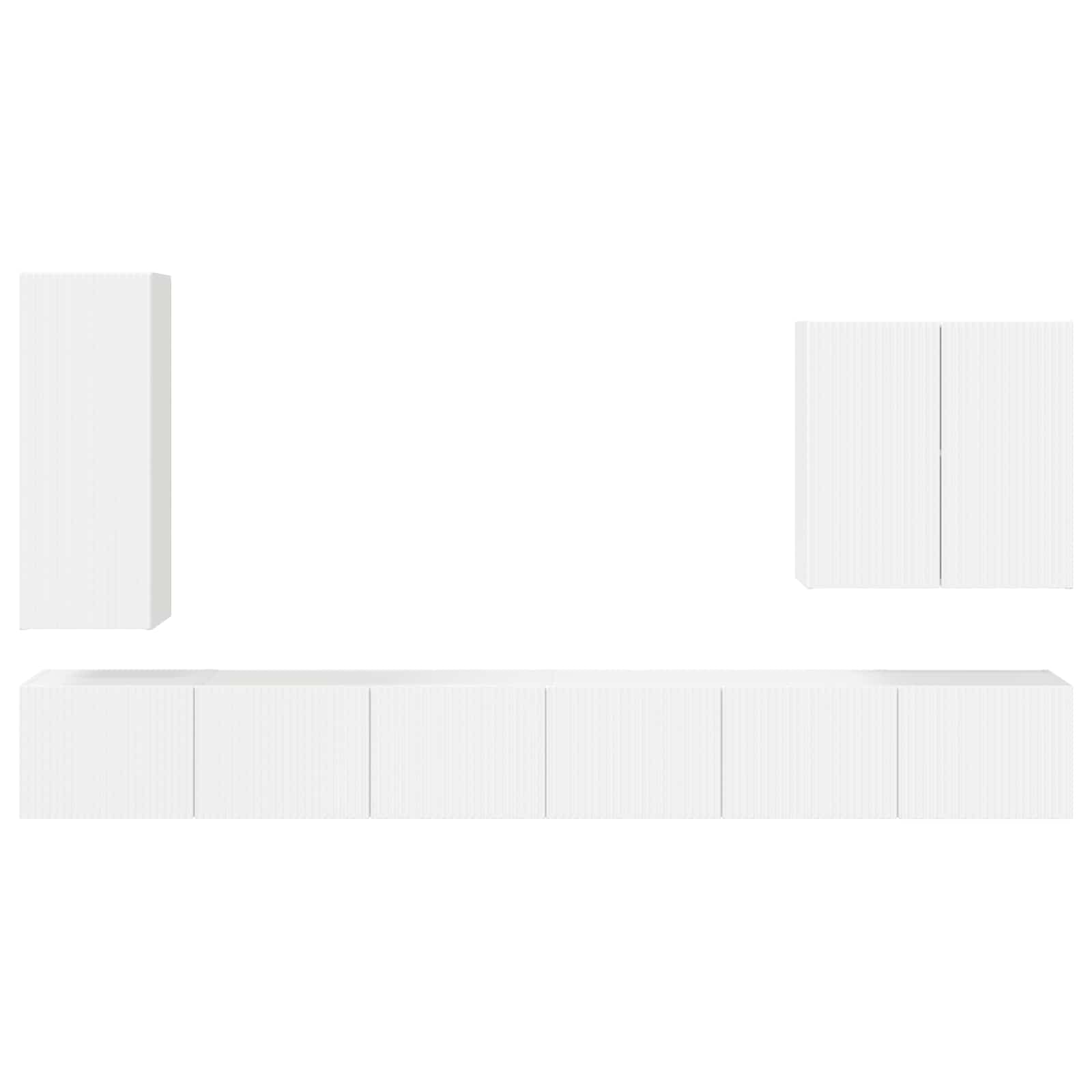 TV-Wandregal-Set Wandmontiert 6 pcs Hochglanz Weiß