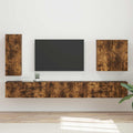 TV-Wandregal-Set Wandmontiert 6 pcs Geräucherte Eiche