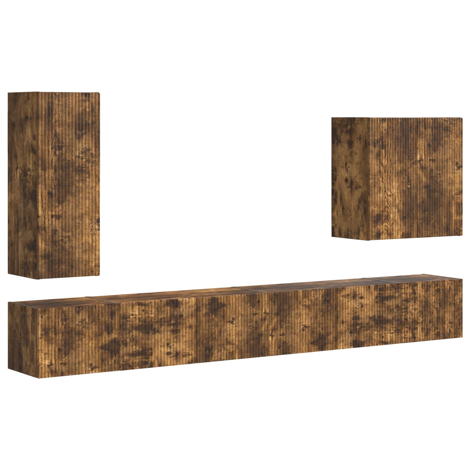 TV-Wandregal-Set Wandmontiert 6 pcs Geräucherte Eiche