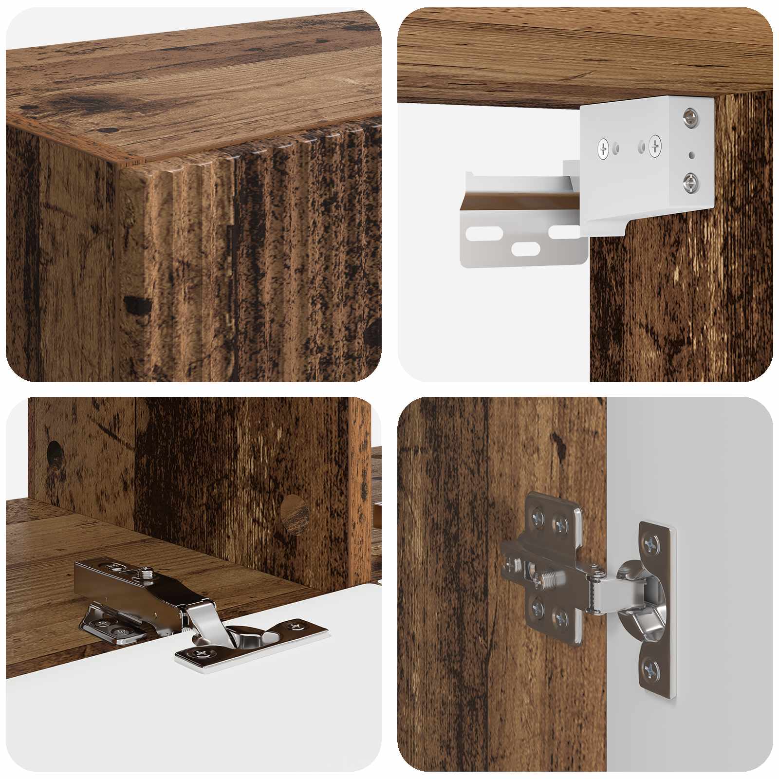TV-Wandregal-Set Wandmontiert 6 pcs Altholz