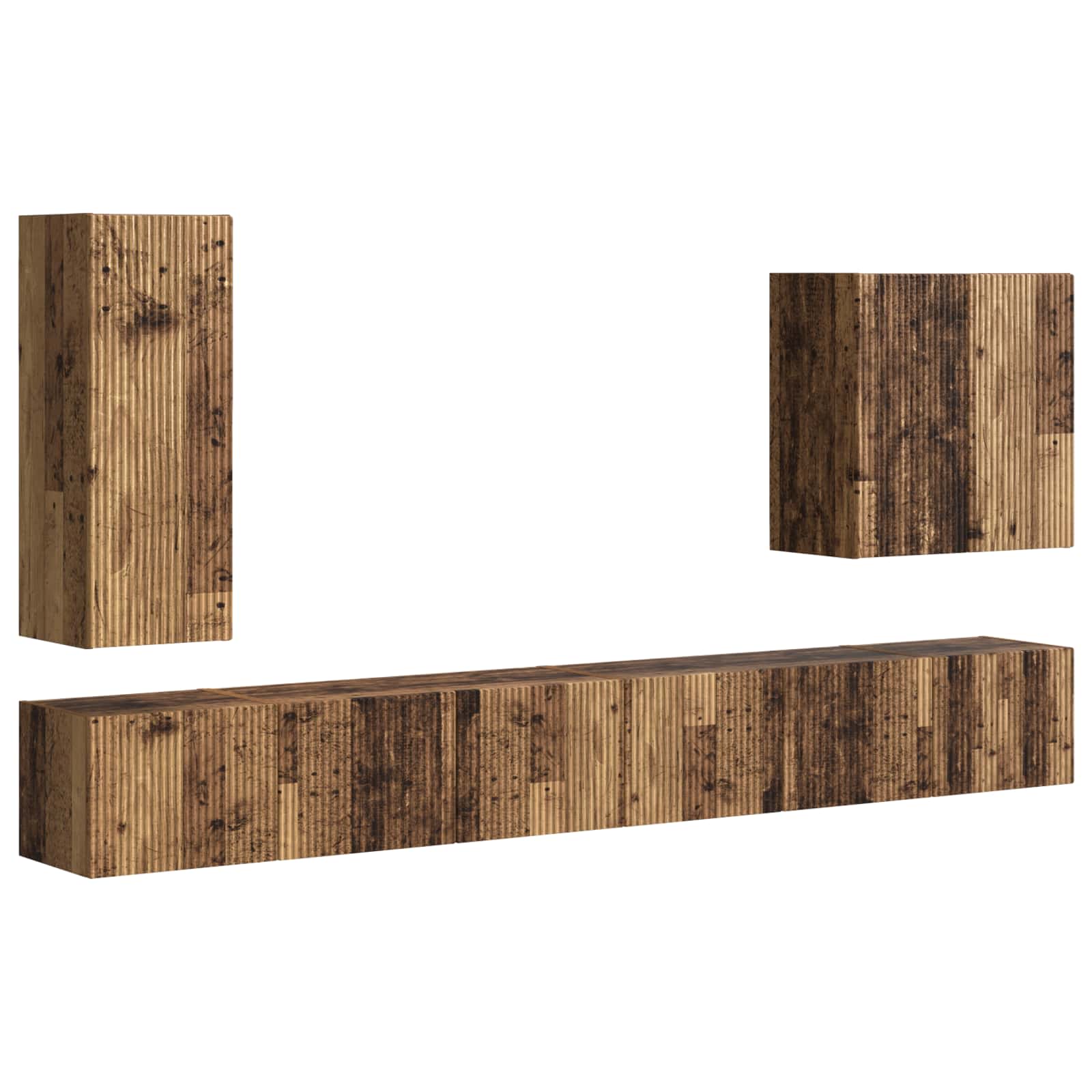 TV-Wandregal-Set Wandmontiert 6 pcs Altholz
