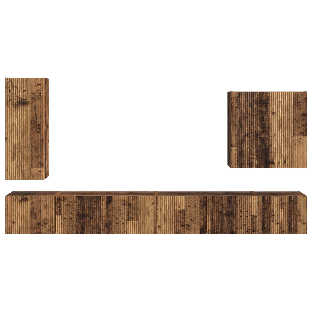TV-Wandregal-Set Wandmontiert 6 pcs Altholz