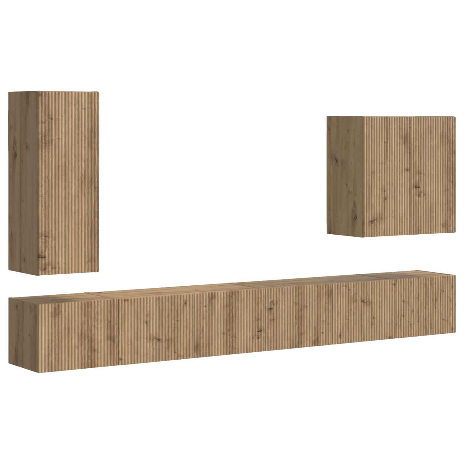 TV-Wandregal-Set Wandmontiert 6 pcs Artisan-Eiche