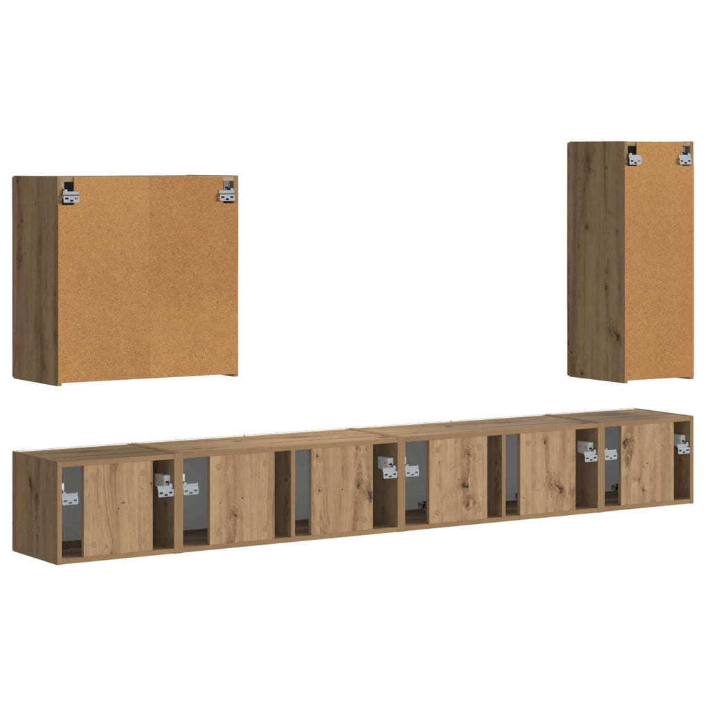 TV-Wandregal-Set Wandmontiert 6 pcs Artisan-Eiche
