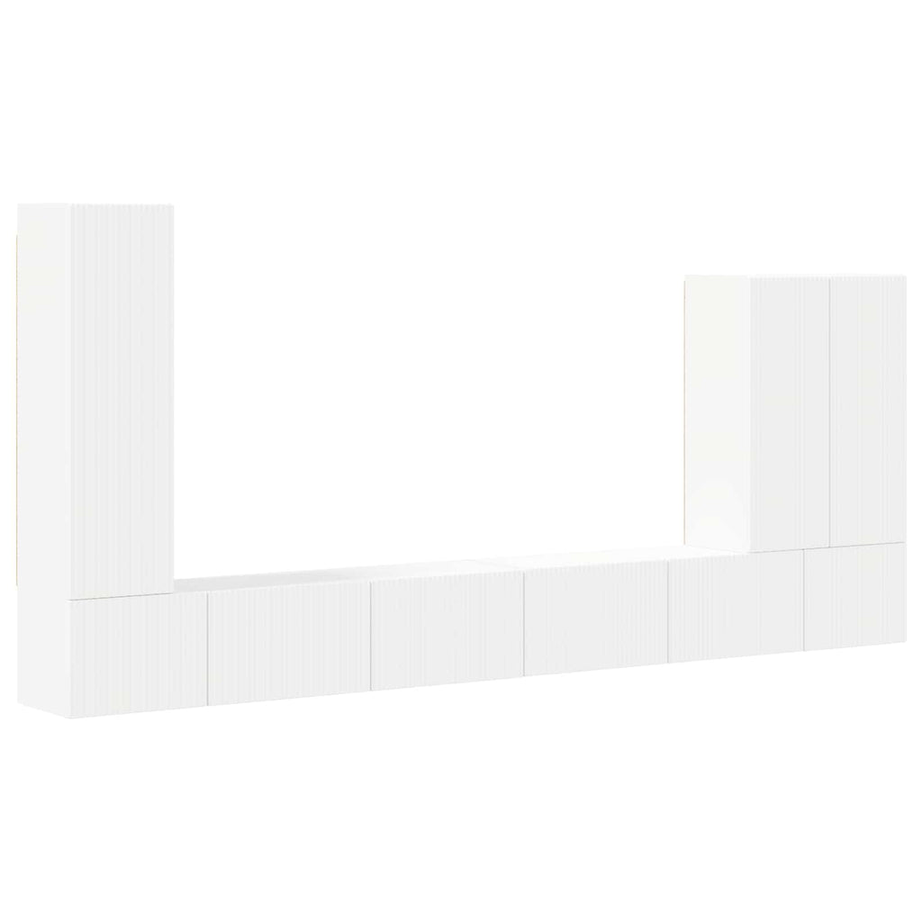 TV-Wandregal-Set Wandmontiert 6 pcs Weiß