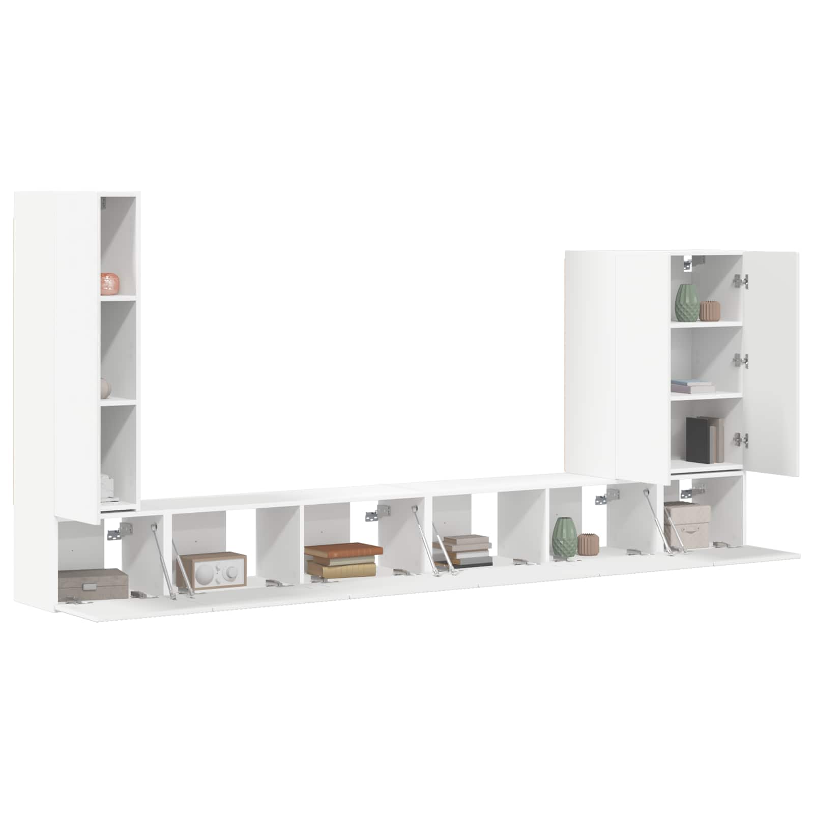 TV-Wandregal-Set Wandmontiert 6 pcs Weiß