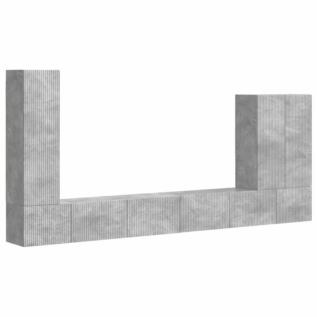 TV-Wandregal-Set Wandmontiert 6 pcs Beton Grau