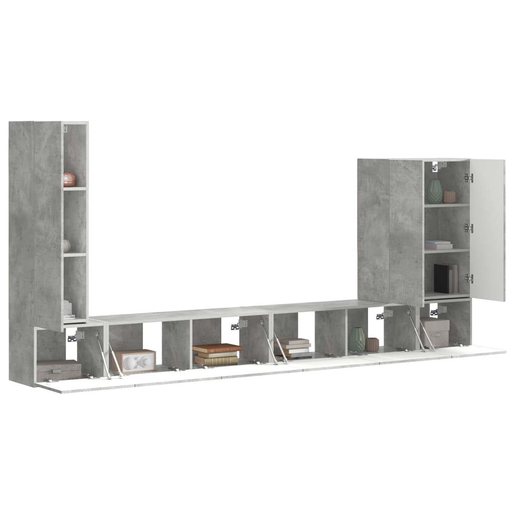 TV-Wandregal-Set Wandmontiert 6 pcs Beton Grau