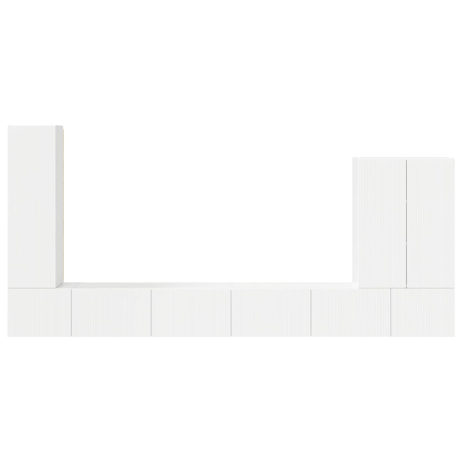TV-Wandregal-Set Wandmontiert 6 pcs Hochglanz Weiß