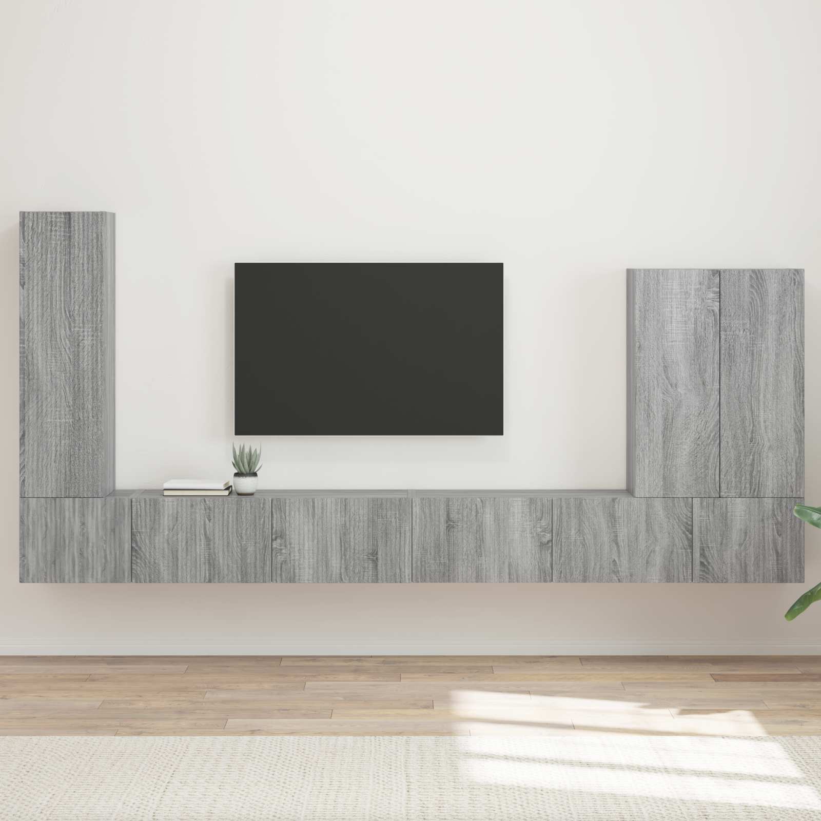 TV-Wandregal-Set Wandmontiert 6 pcs Graues Sonoma