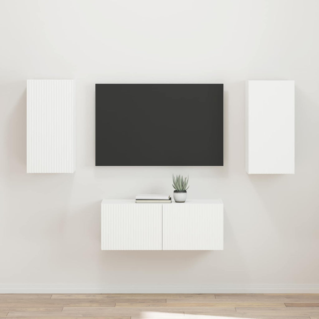 TV-Schrankset Wandmontiert 2 pcs Weiß Holzwerkstoff