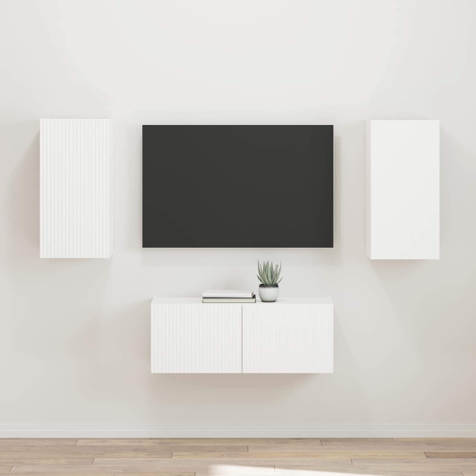 TV-Schrankset Wandmontiert 2 pcs Weiß Holzwerkstoff