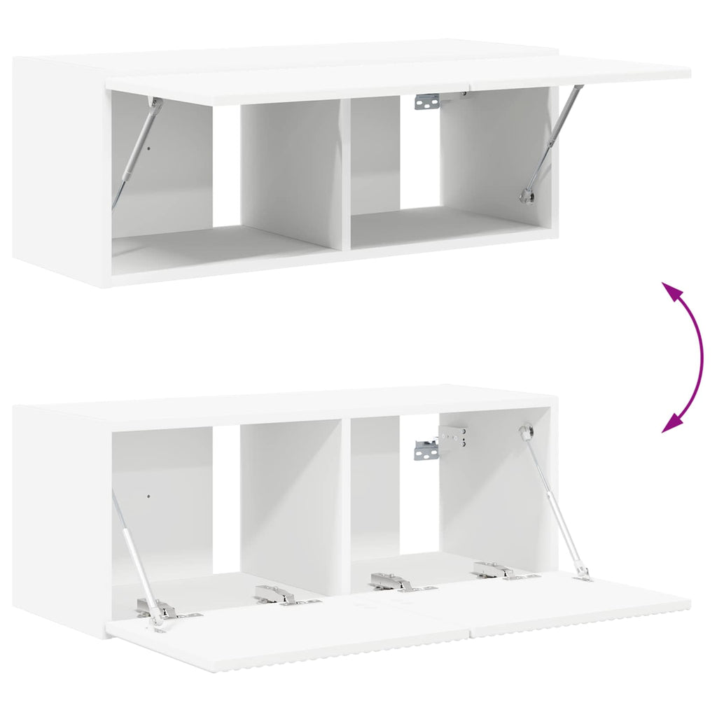 TV-Schrankset Wandmontiert 2 pcs Weiß Holzwerkstoff