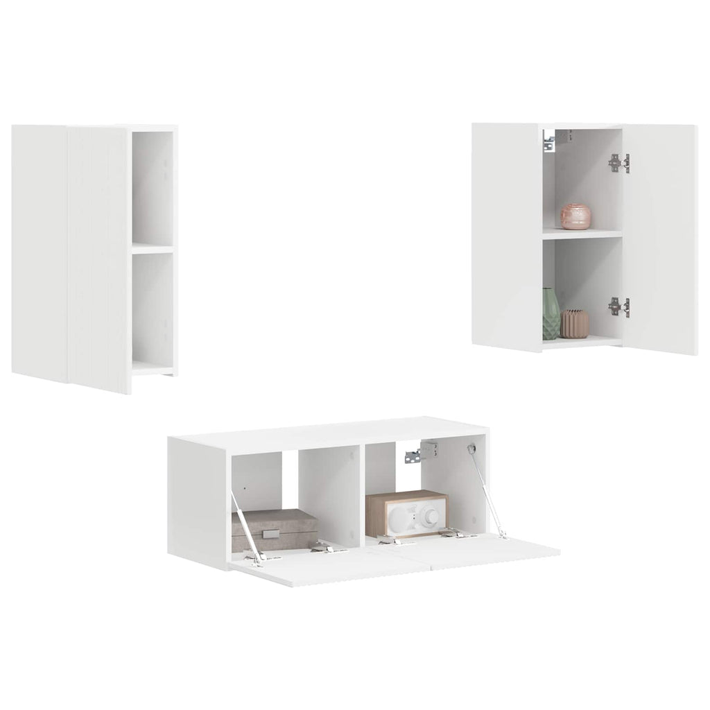 TV-Schrankset Wandmontiert 2 pcs Weiß Holzwerkstoff