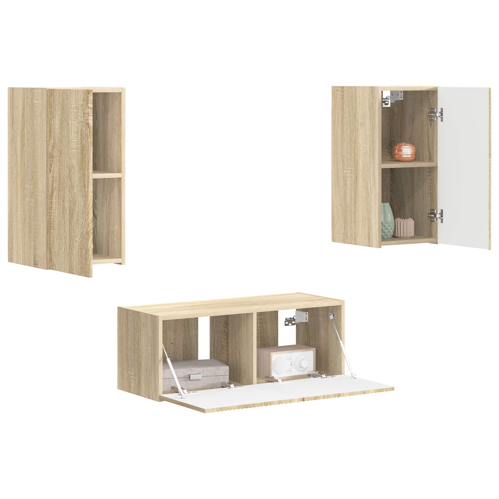 TV-Schrankset Wandmontiert 2 pcs Sonoma-Eiche Holzwerkstoff