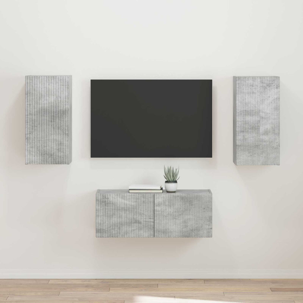 TV-Schrankset Wandmontiert 2 pcs Beton Grau Holzwerkstoff