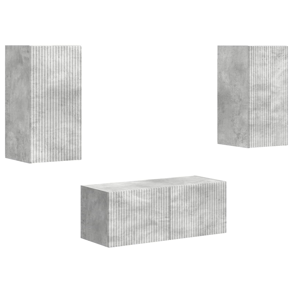 TV-Schrankset Wandmontiert 2 pcs Beton Grau Holzwerkstoff